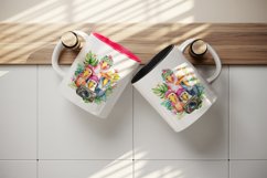 Watercolor cute tropical birds family summer vacation print 20 oz tumbler skinny mug wrap clipart t-shirt sublimation printable design