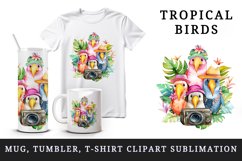 Watercolor cute tropical birds family summer vacation print 20 oz tumbler skinny mug wrap clipart t-shirt sublimation printable design