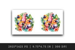 Watercolor cute tropical birds family summer vacation print 20 oz tumbler skinny mug wrap clipart t-shirt sublimation printable design