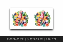 Watercolor cute tropical birds family summer vacation print 20 oz tumbler skinny mug wrap clipart t-shirt sublimation printable design