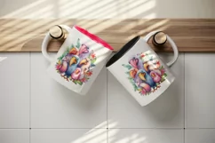 Watercolor cute tropical birds family summer vacation print 20 oz tumbler skinny mug wrap clipart t-shirt sublimation printable design