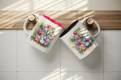 Watercolor cute tropical birds family summer vacation print 20 oz tumbler skinny mug wrap clipart t-shirt sublimation printable design
