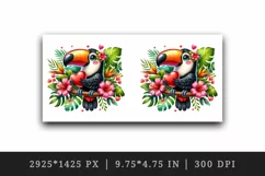 Watercolor cute tropical toucan on branch love heart Valentine Day print 20 oz tumbler skinny mug wrap clipart t-shirt sublimation printable design