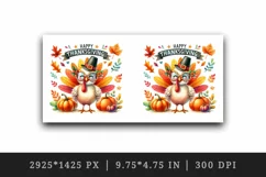 Watercolor cute turkey glasses hat autumn leaves pumpkin Happy Thanksgiving quote tumbler skinny mug wrap clipart t-shirt sublimation printable design