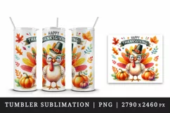Watercolor cute turkey glasses hat autumn leaves pumpkin Happy Thanksgiving quote tumbler skinny mug wrap clipart t-shirt sublimation printable design