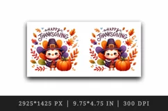 Watercolor cute turkey hat pumpkins leaves Happy Thanksgiving quote print 20 oz tumbler skinny mug wrap clipart t-shirt sublimation printable design