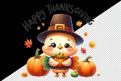 Watercolor cute turkey hat pumpkins leaves Happy Thanksgiving quote print 20 oz tumbler skinny mug wrap clipart t-shirt sublimation printable design