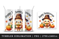 Watercolor cute turkey hat pumpkins leaves Happy Thanksgiving quote print 20 oz tumbler skinny mug wrap clipart t-shirt sublimation printable design