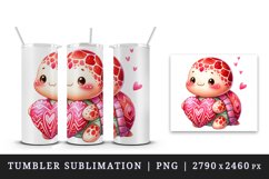 Watercolor cute turtle heart pattern shell Love Valentine Day print 20 oz tumbler skinny mug wrap clipart t-shirt sublimation printable design