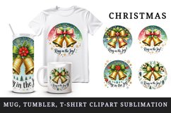 Watercolor cute two jingle bells bow Christmas quote New Year winter print 20 oz tumbler skinny mug wrap clipart t-shirt sublimation printable design