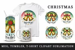 Watercolor cute two jingle bells bow Christmas quote New Year winter print 20 oz tumbler skinny mug wrap clipart t-shirt sublimation printable design