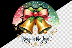 Watercolor cute two jingle bells bow Christmas quote New Year winter print 20 oz tumbler skinny mug wrap clipart t-shirt sublimation printable design