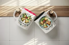 Watercolor cute two jingle bells bow Christmas quote New Year winter print 20 oz tumbler skinny mug wrap clipart t-shirt sublimation printable design
