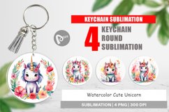Keychain Watercolor Cute Unicorn Product Image 1