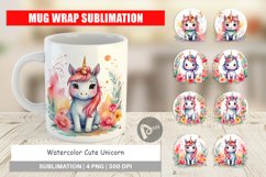Mug Wrap Design Watercolor Cute Unicorn Product Image 1