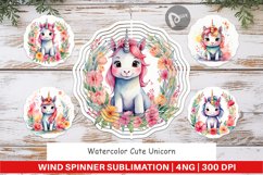 Wind Spinner Watercolor Cute Unicorn Product Image 1