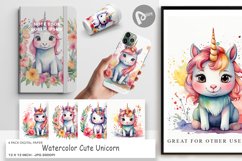 Digital Paper Watercolor Cute Unicorn Product Image 1