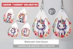 Earring Teardrop Watercolor Cute Unicorn Product Image 1