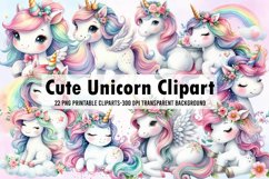 Watercolor Cute Unicorn Clipart Bundle Product Image 1