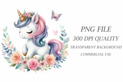 Watercolor Cute Unicorn Clipart Bundle Product Image 3