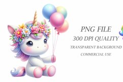 Watercolor Cute Unicorn Clipart Bundle Product Image 3