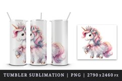 Watercolor cute unicorn delicate mane lace attending royal ball print 20 oz tumbler skinny mug wrap clipart t-shirt sublimation printable design