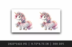Watercolor cute unicorn delicate mane lace attending royal ball print 20 oz tumbler skinny mug wrap clipart t-shirt sublimation printable design