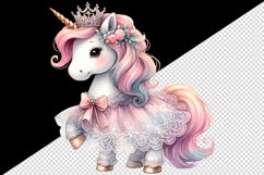 Watercolor cute unicorn delicate mane lace attending royal ball print 20 oz tumbler skinny mug wrap clipart t-shirt sublimation printable design