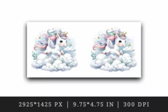 Watercolor cute unicorn delicate mane wings soaring above clouds print 20 oz tumbler skinny mug wrap clipart t-shirt sublimation printable design