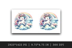 Watercolor cute unicorn delicate mane wings soaring above clouds print 20 oz tumbler skinny mug wrap clipart t-shirt sublimation printable design