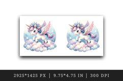 Watercolor cute unicorn delicate mane wings soaring above clouds print 20 oz tumbler skinny mug wrap clipart t-shirt sublimation printable design