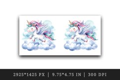 Watercolor cute unicorn delicate mane wings soaring above clouds print 20 oz tumbler skinny mug wrap clipart t-shirt sublimation printable design