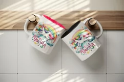 Watercolor cute unicorn floating clouds rainbow word Unicorn quote print 20 oz tumbler skinny mug wrap clipart t-shirt sublimation printable design