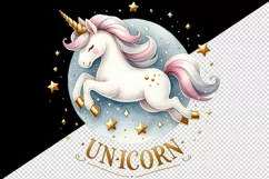 Watercolor cute unicorn floating gold stars word Unicorn quote print 20 oz tumbler skinny mug wrap clipart t-shirt sublimation printable design