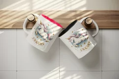 Watercolor cute unicorn floating gold stars word Unicorn quote print 20 oz tumbler skinny mug wrap clipart t-shirt sublimation printable design