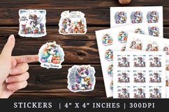 Watercolor cute unicorn girt box gold stars sparkles Merry Christmas quote New Year winter print sticker sheet stickers printable sublimation design png