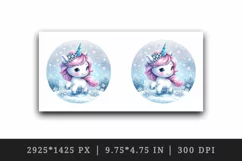 Watercolor cute unicorn glistening crystal horn sparkle snowflakes print 20 oz tumbler skinny mug wrap clipart t-shirt sublimation printable design