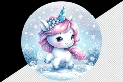 Watercolor cute unicorn glistening crystal horn sparkle snowflakes print 20 oz tumbler skinny mug wrap clipart t-shirt sublimation printable design