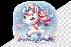 Watercolor cute unicorn glistening crystal horn sparkle snowflakes print 20 oz tumbler skinny mug wrap clipart t-shirt sublimation printable design