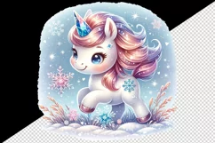 Watercolor cute unicorn glistening crystal horn sparkle snowflakes print 20 oz tumbler skinny mug wrap clipart t-shirt sublimation printable design