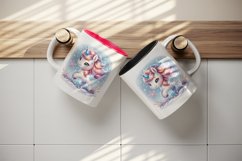 Watercolor cute unicorn glistening crystal horn sparkle snowflakes print 20 oz tumbler skinny mug wrap clipart t-shirt sublimation printable design
