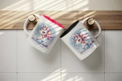 Watercolor cute unicorn glistening crystal horn sparkle snowflakes print 20 oz tumbler skinny mug wrap clipart t-shirt sublimation printable design