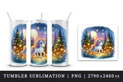 Watercolor cute unicorn glowing fireflies magical forest at dusk night print 20oz tumbler skinny mug wrap clipart t-shirt sublimation printable design