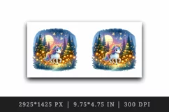 Watercolor cute unicorn glowing fireflies magical forest at dusk night print 20oz tumbler skinny mug wrap clipart t-shirt sublimation printable design