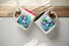 Watercolor cute unicorn glowing mane exploring an underwater world print 20 oz tumbler skinny mug wrap clipart t-shirt sublimation printable design