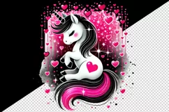 Watercolor cute unicorn holding pink heart balloon Valentines Day love print tumbler skinny mug wrap clipart t-shirt sublimation printable design png