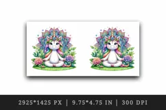 Watercolor cute unicorn mandala meditating in peaceful zen garden print 20 oz tumbler skinny mug wrap clipart t-shirt sublimation printable design