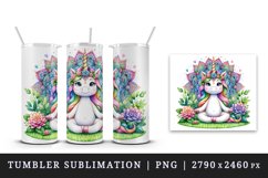 Watercolor cute unicorn mandala meditating in peaceful zen garden print 20 oz tumbler skinny mug wrap clipart t-shirt sublimation printable design