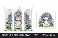 Watercolor cute unicorn mandala meditating in peaceful zen garden print 20 oz tumbler skinny mug wrap clipart t-shirt sublimation printable design