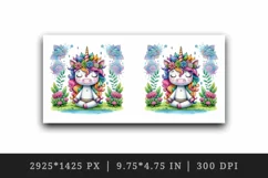 Watercolor cute unicorn mandalas meditating in peaceful zen garden print 20 oz tumbler skinny mug wrap clipart t-shirt sublimation printable design